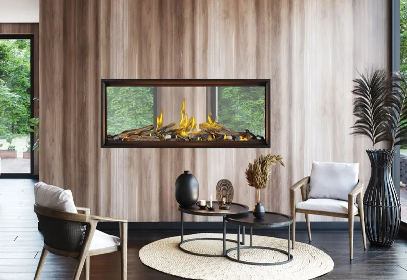 Napoleon Tall Linear Vector with Luminous Logs 74 - See-Through
